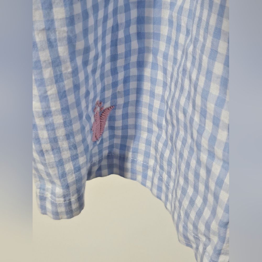 J. . Marie Blue Gingham Embroidery Smock Top, Size Small - Picture 4 of 5